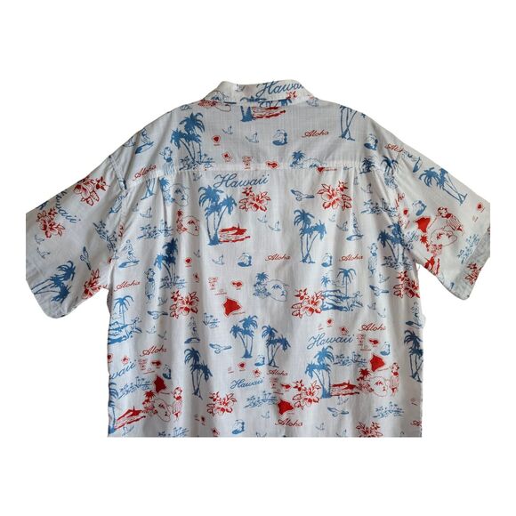 RETROFIT Men 2X XXL Shirt Button Up Hawaiian White Blue Red Short Sleeve Cotton - Picture 4 of 5